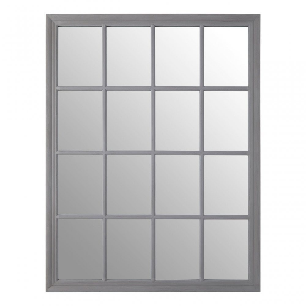 Grey Flat Wood Wall Mirror Grey