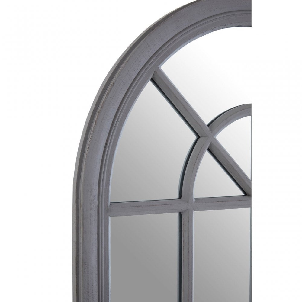 Flat Wood Curved Window Grey Wall Mirror Grey