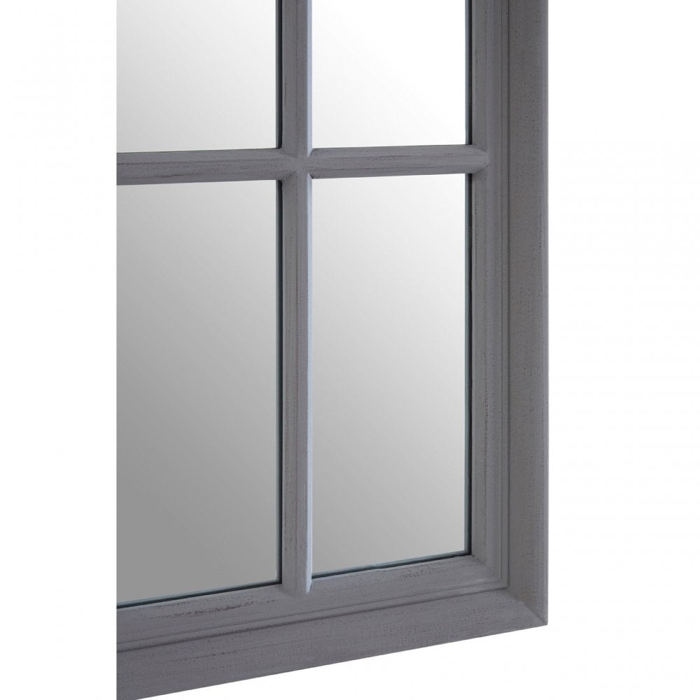 Flat Wood Curved Window Grey Wall Mirror Grey