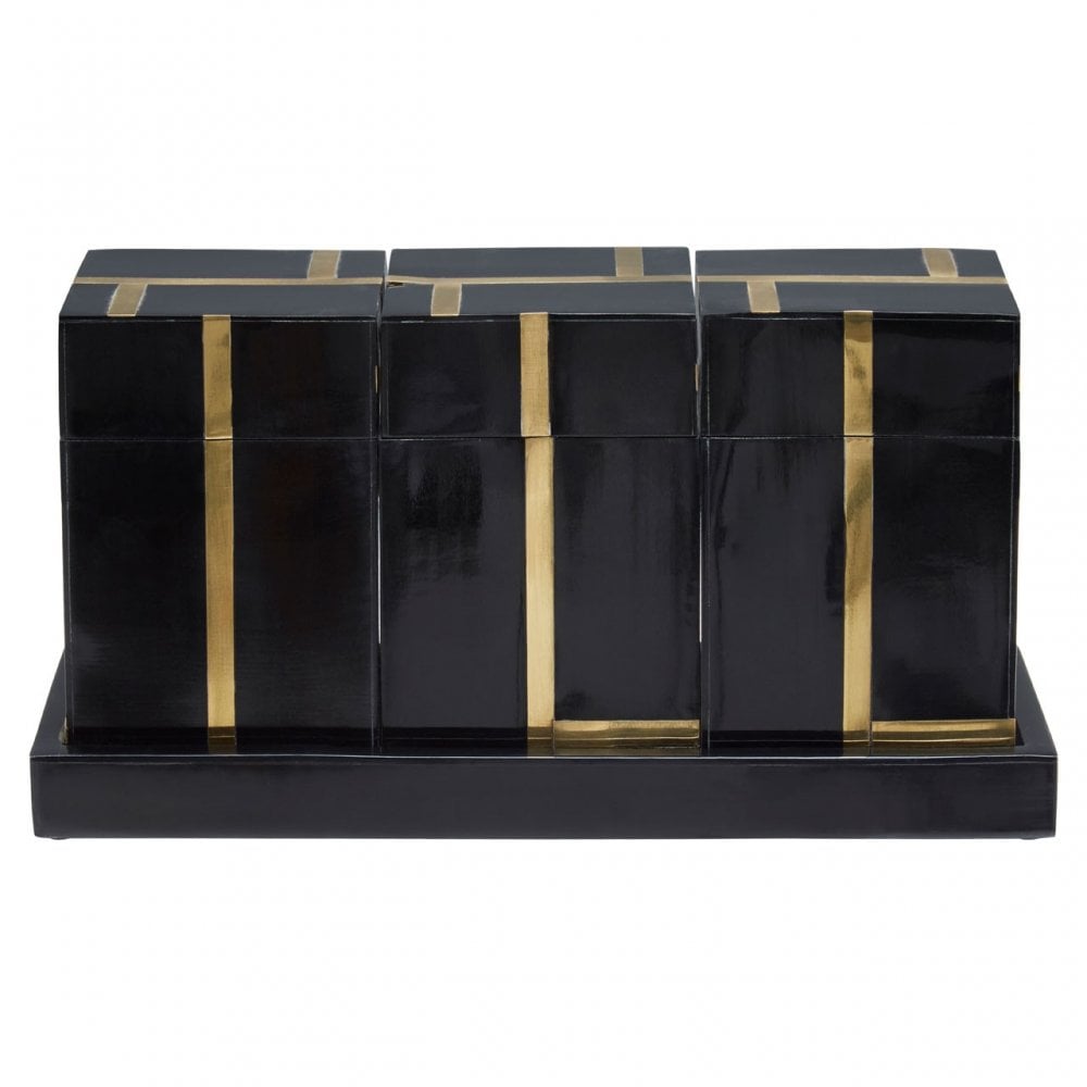 Odell Black & Gold Canister Set Black