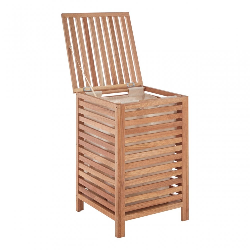 Walnut Wood Laundry Hamper Natural