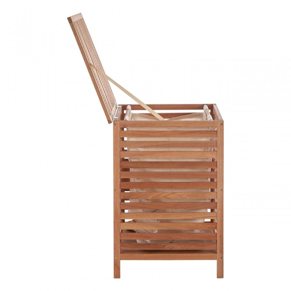 Walnut Wood Laundry Hamper Natural