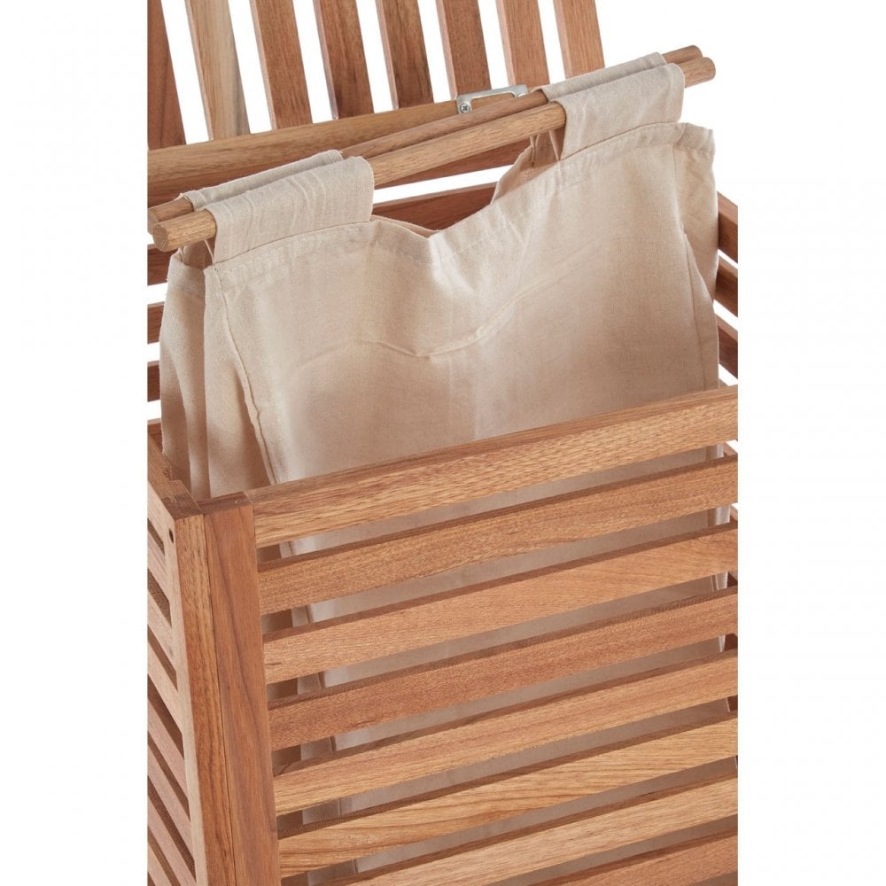 Walnut Wood Laundry Hamper Natural