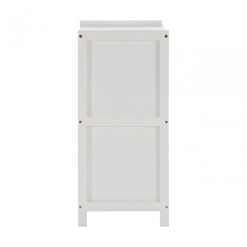 2 Drawer Rustic Bathroom Shelf Unit White