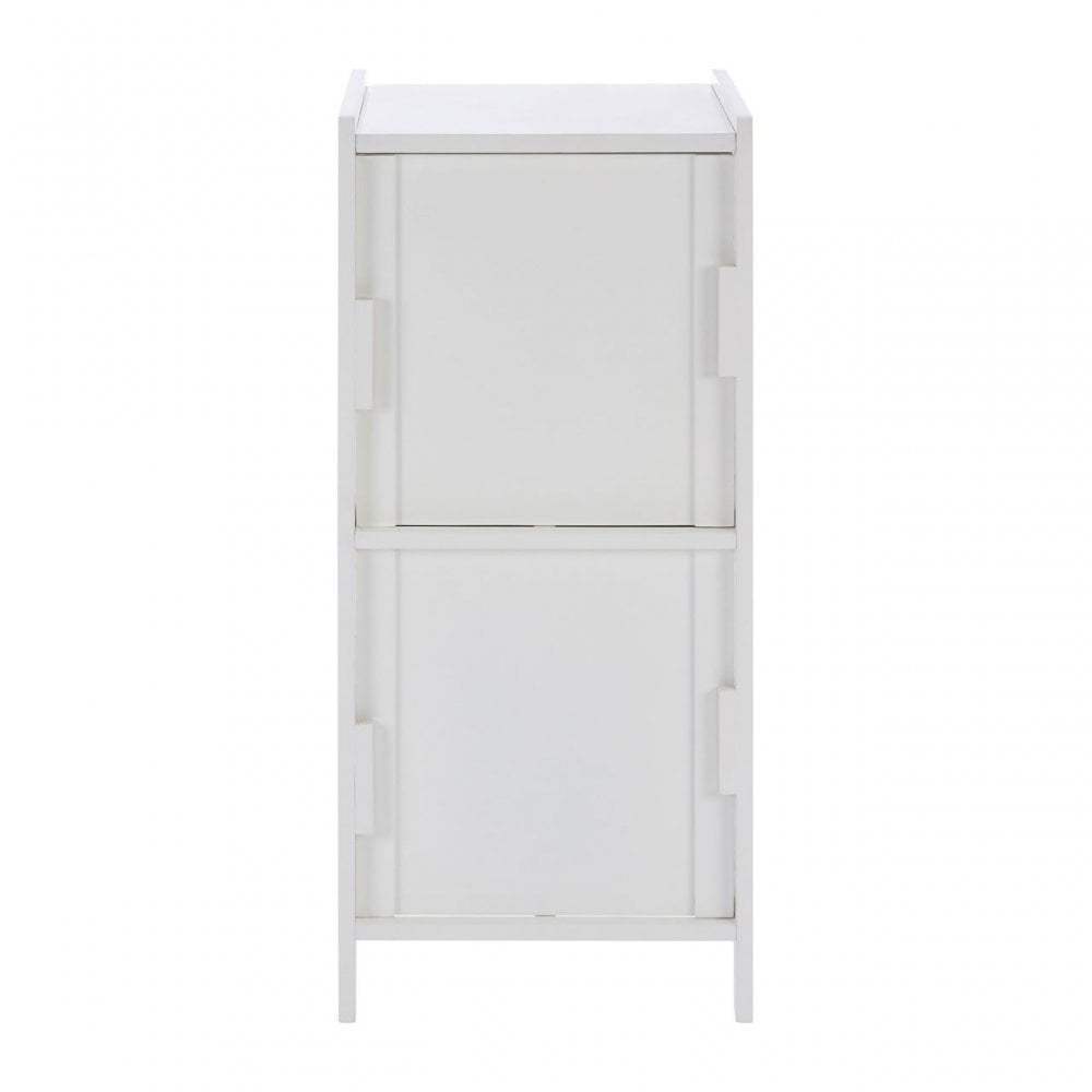 2 Drawer Rustic Bathroom Shelf Unit White