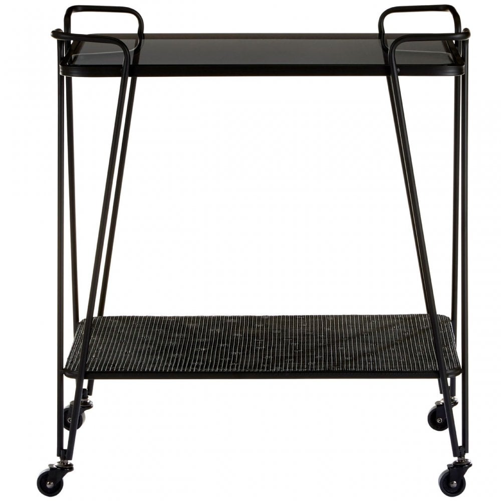 Duchess Cart Table With Grey Glass Top Black