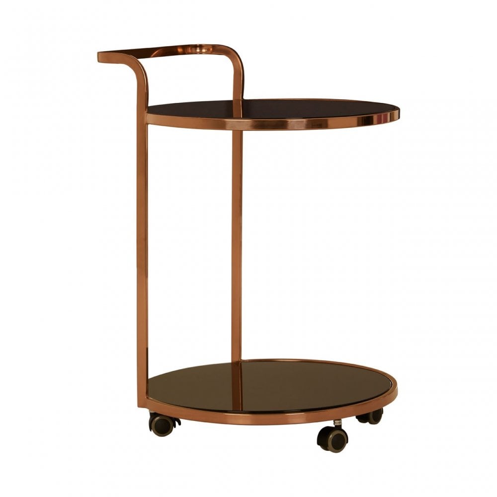 Pantino2 Tier Gold Finish Drinks Trolley Black