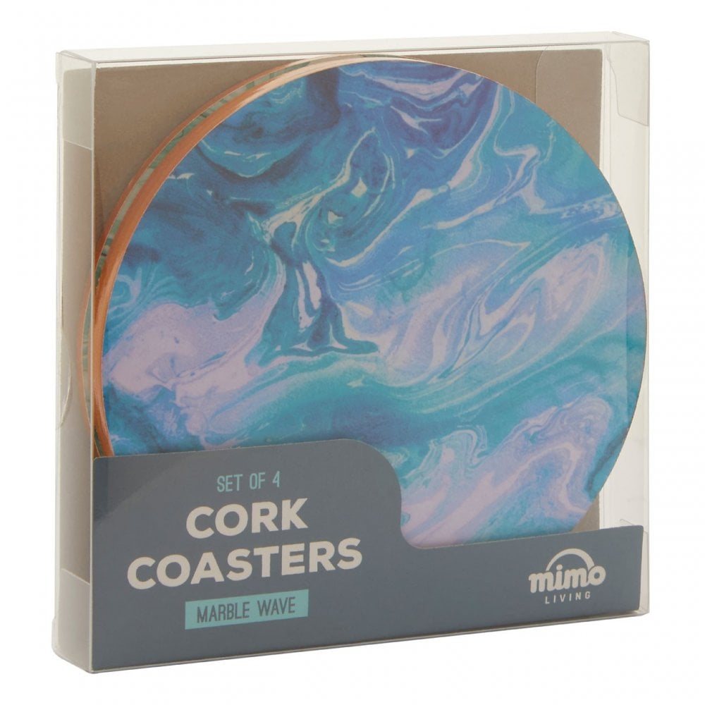 Mimo Set Of 4 Cork Coasters The Mimo set of 4 marble wave printed coasters add a colourful vibe to the table.w11 x d11 x h2cm