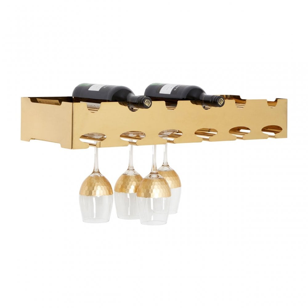 Donal 6 Bottle Gold Finish Wine Rack Rose Gold