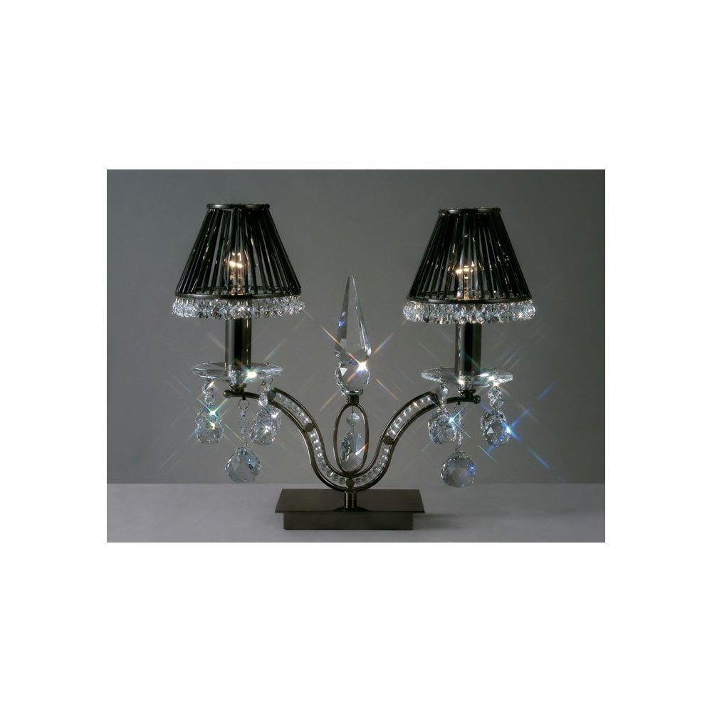 Tara Table Lamp - Dual Light Black Chrome with Elegant Crystal Accents