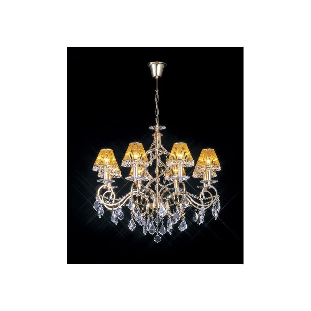 Torino French Gold Crystal Elegance Pendant Light with 8 Illuminations