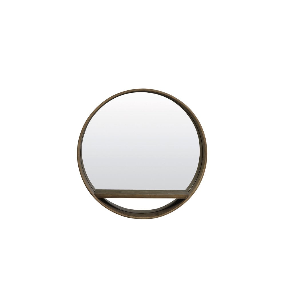 Dark Brown Viria Wood Round Mirror - 56x11cm