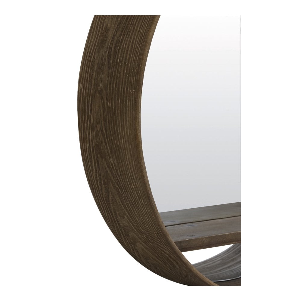 Dark Brown Viria Wood Round Mirror - 56x11cm