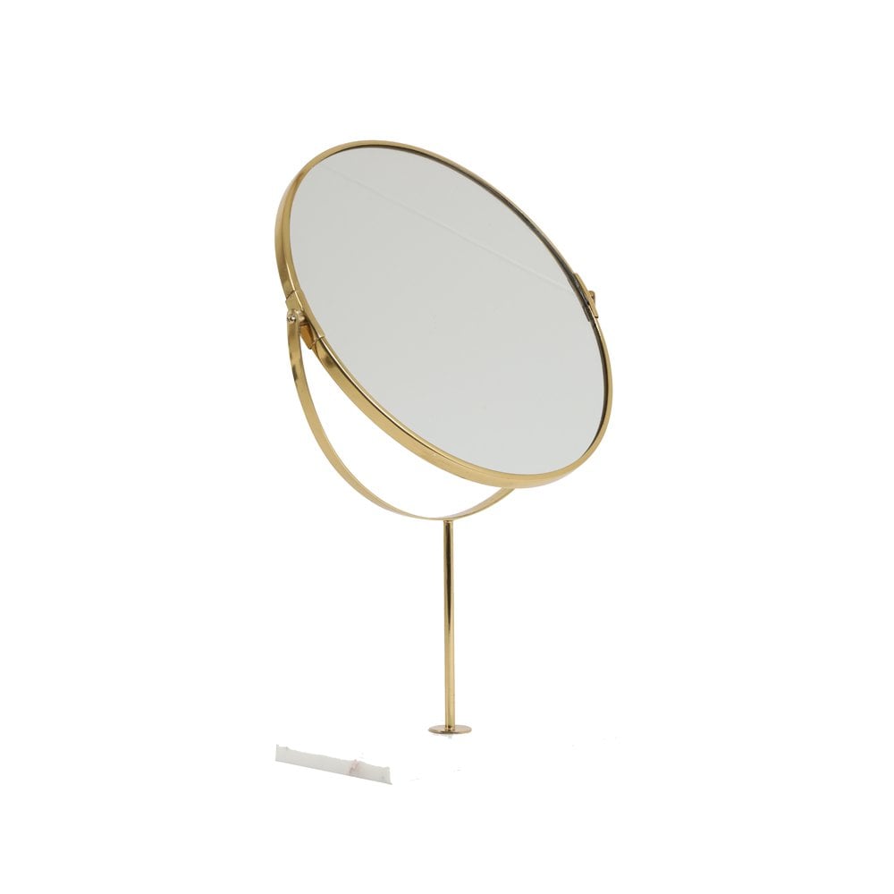 Elegant Round Marble Base Mirror - 33x12.5x48cm - White & Gold Decor