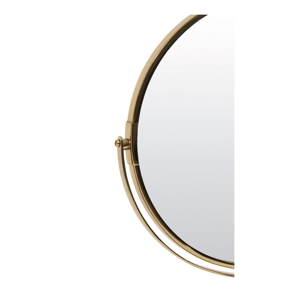 Elegant Round Marble Base Mirror - 33x12.5x48cm - White & Gold Decor