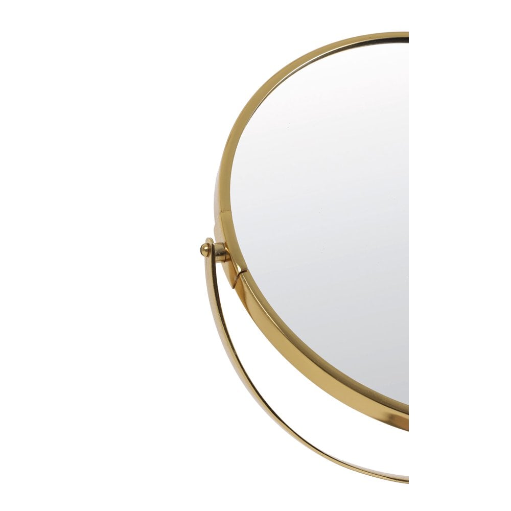 Elegant Round Marble Base Mirror - 33x12.5x48cm - White & Gold Decor