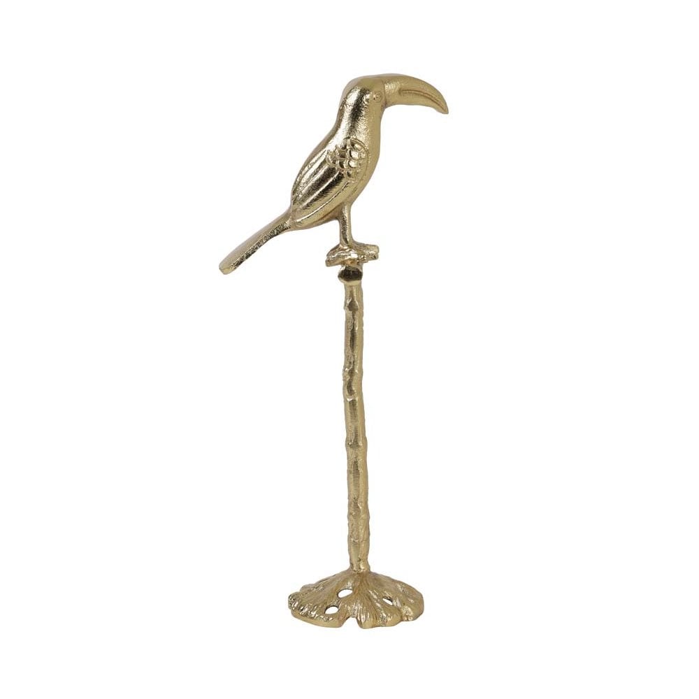 Golden Toucan Metal Ornament - 15.5x9x32.5cm Home Decor Sculpture