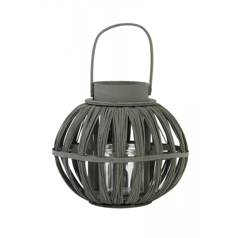 Storm Lantern 29x24cm Taira Collection in Dark Grey-Green Wood
