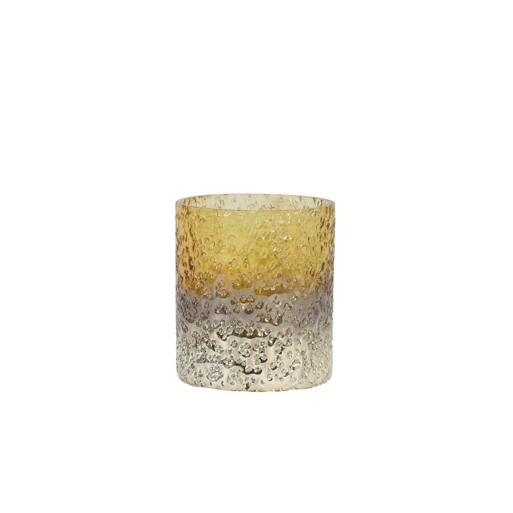 Gold & Silver Round Glass Tealight Holder - 8x9cm