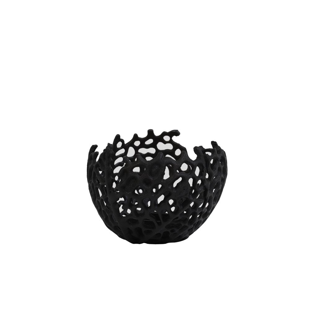 Sabela Matte Black Tealight Holder 12x10 cm