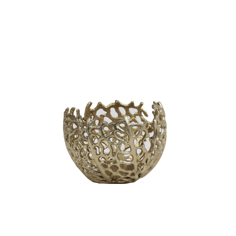 Antique Gold Sabela Tealight Holder - 12cm Round Metal Design