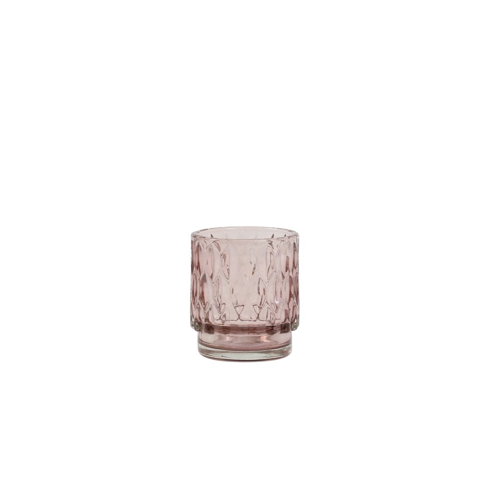Elegant Grace Glass Tealight Holder in Soft Pink