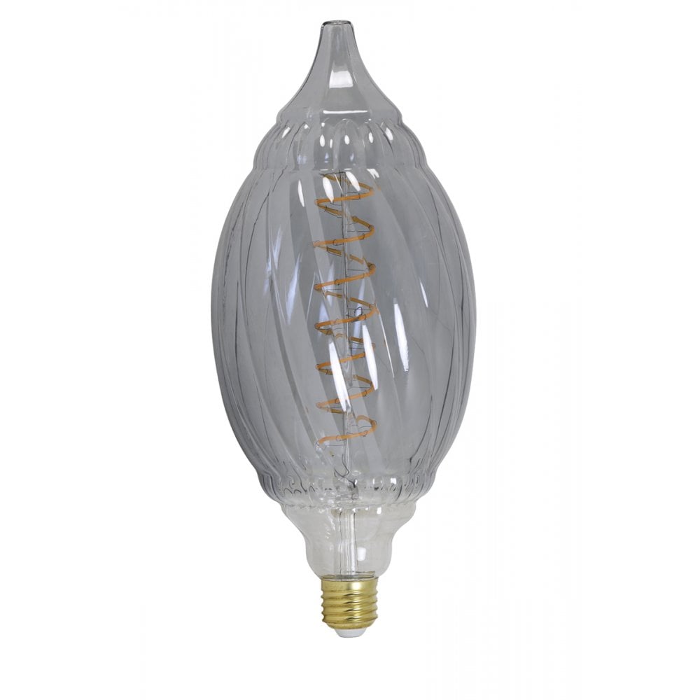 Baroque Smoky Gray Deco LED Globe 12x28cm E27 4W Dimmable