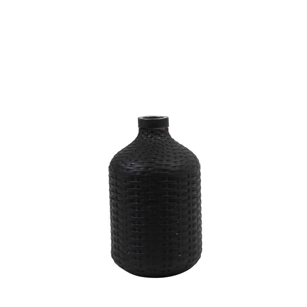 Elegant Matte Black Ceramic Vase - Round 15.5x26.5cm Home Decor Piece