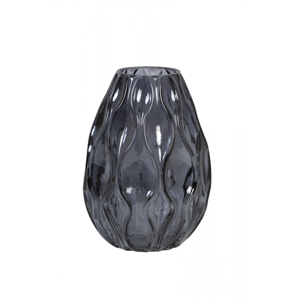 Elegant Grey Round Glass Vase 20.5cm - Tollin Collection