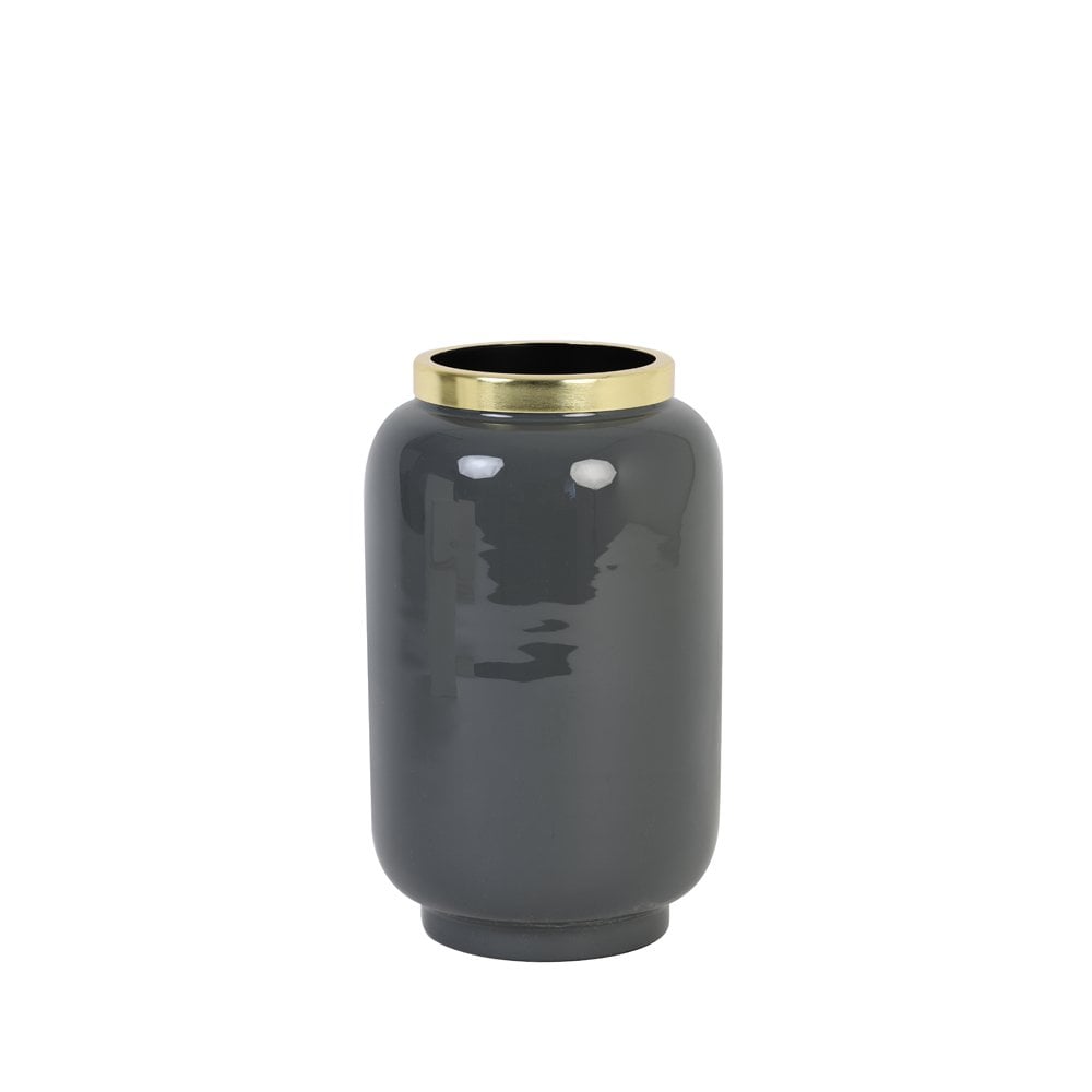 Chow Blue Round Metal Vase - 18x30cm