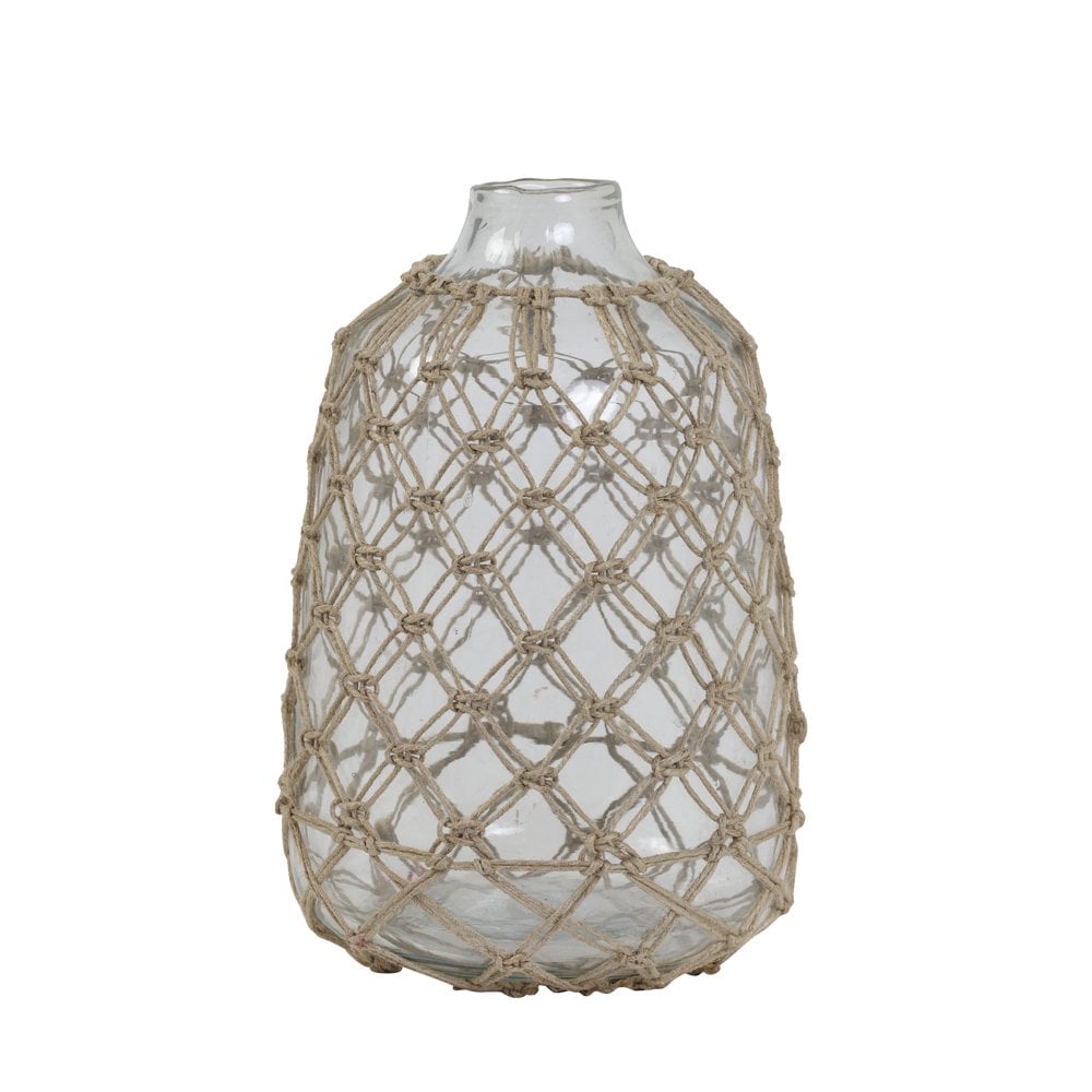 Clear Glass and Jute Narona Vase 21x31cm