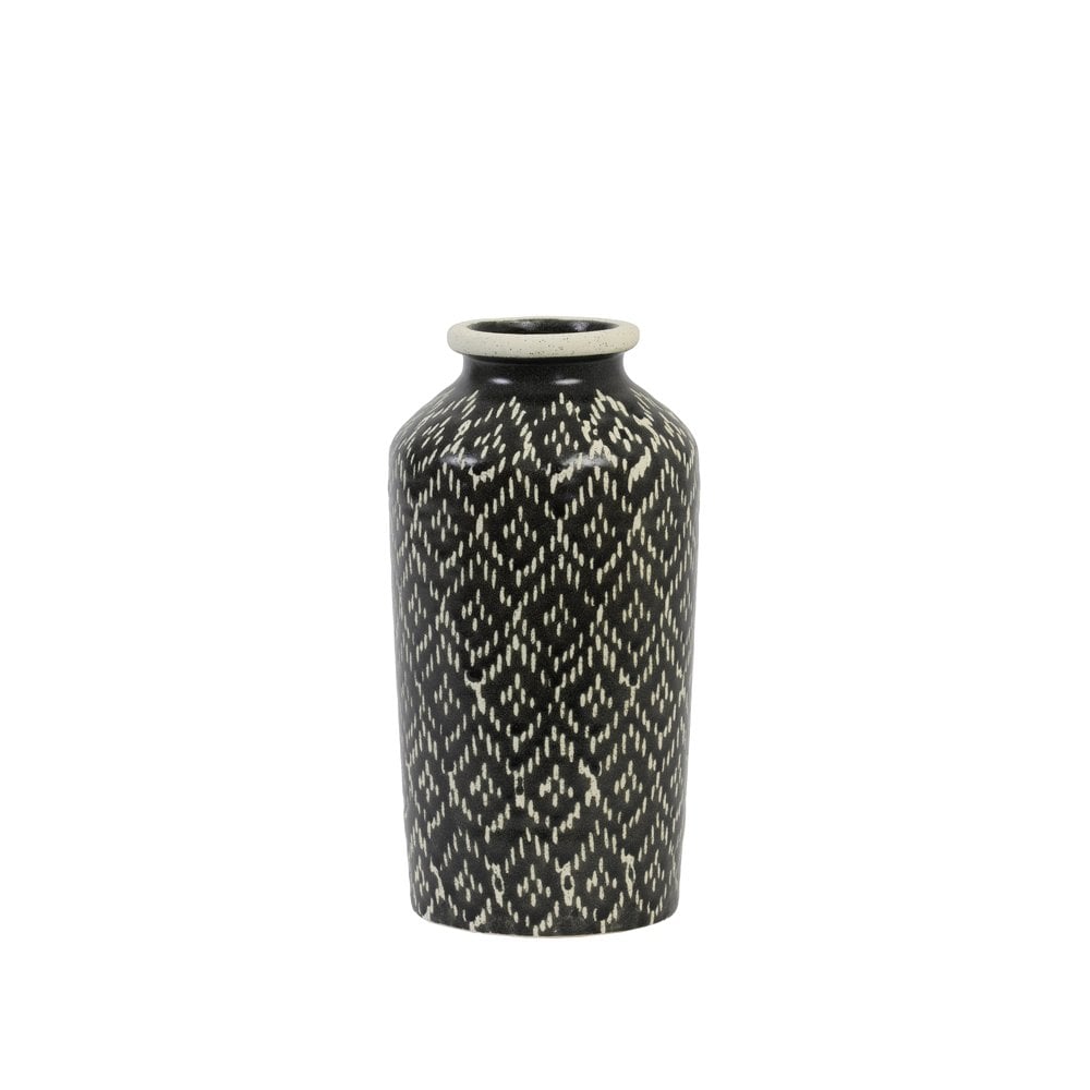Elbas Collection: Black and White Ceramic Art Vase (14.5x28.5cm)