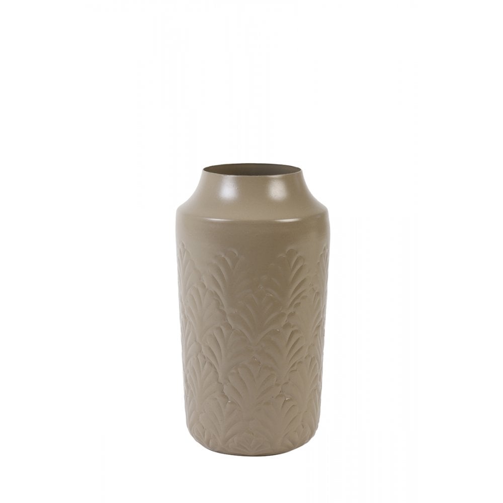 Eriksen Sand Metal Vase 14x28cm - Brown Round Home Decor