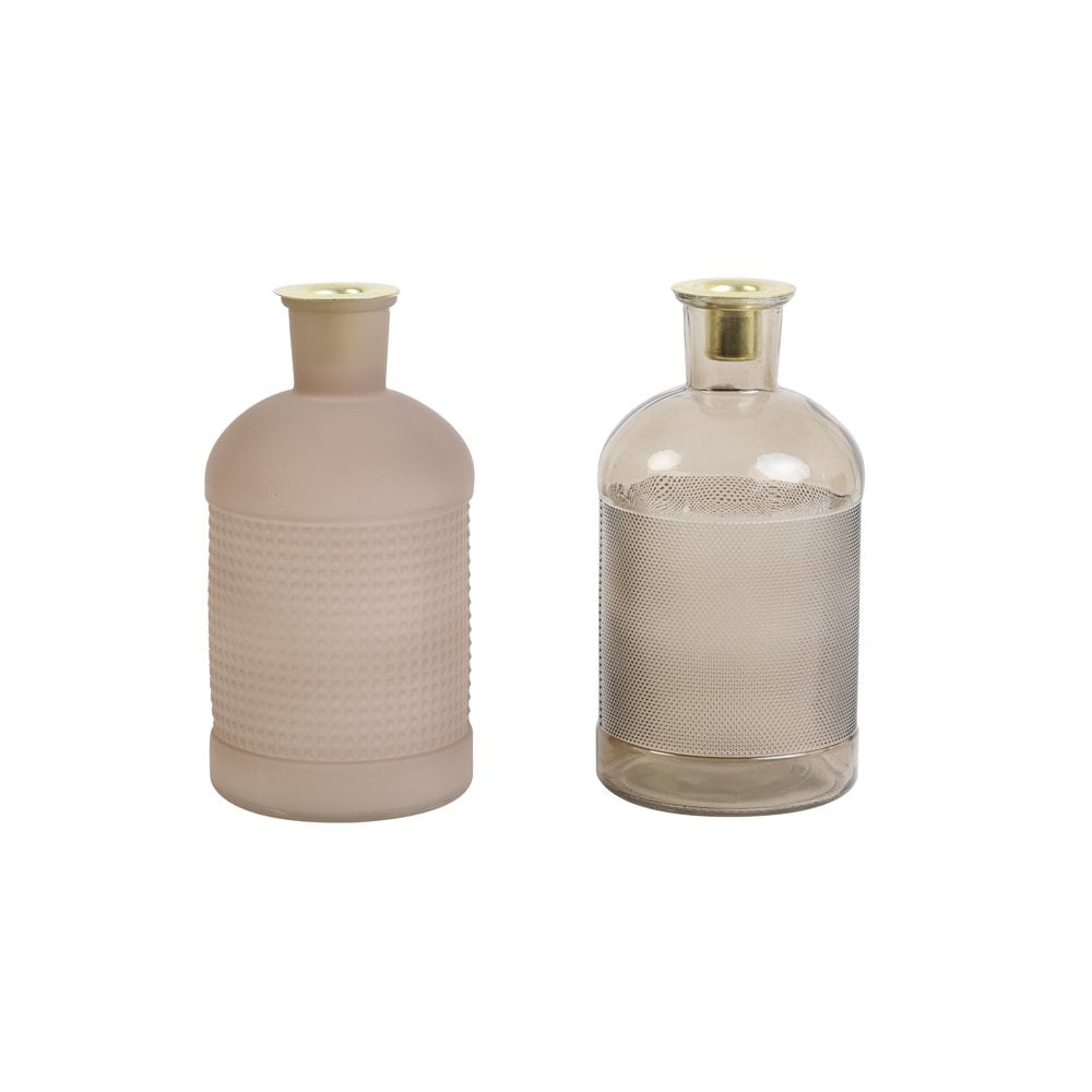 Elisa Glass Gray Candle Holder Set - Round 10x20cm Home Décor