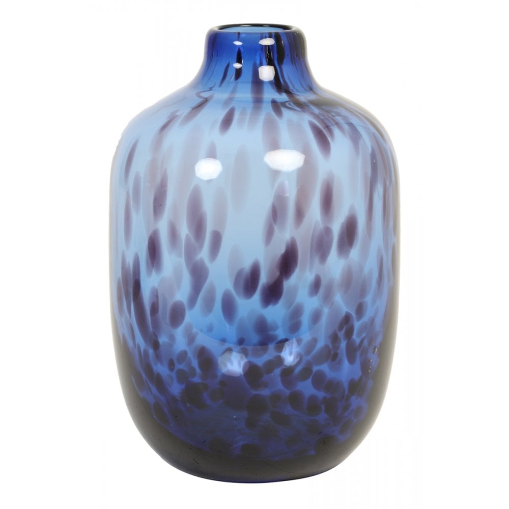 Elegant Dark Blue and Black Dakar Glass Vase 16x25cm