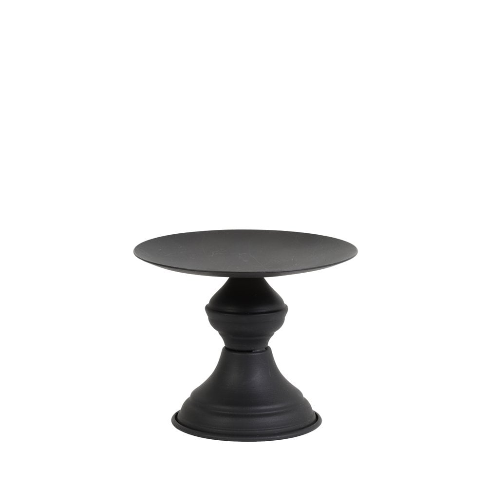 Matte Black Metal Circular Candle Holder 13.5x12.5cm - Pozzo Collection