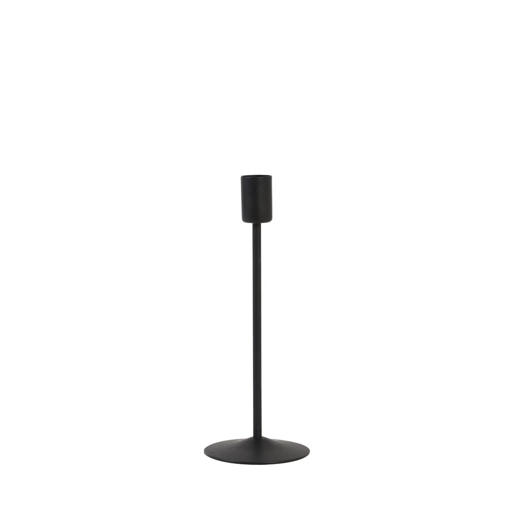 Modern Black Metal Round Candle Holder - 20.5cm