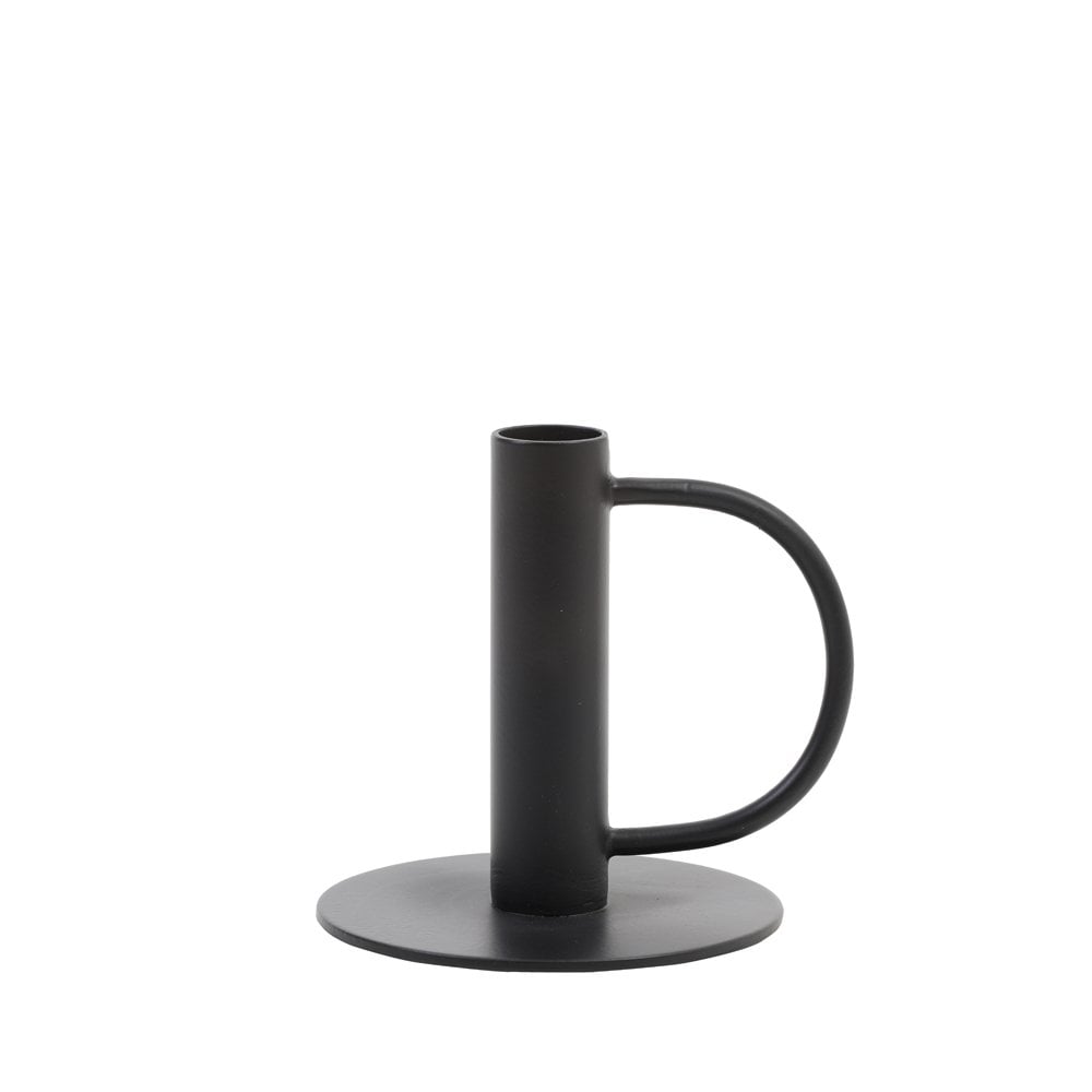 Oekara Matte Black Round Candle Holder 12x11cm
