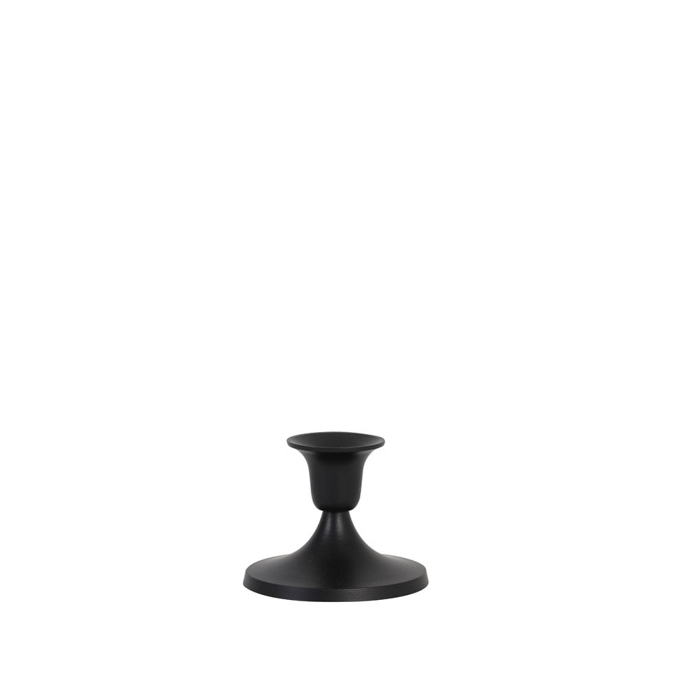 Elegant Trippier Round Black Metal Candle Holder - 9.5x8cm
