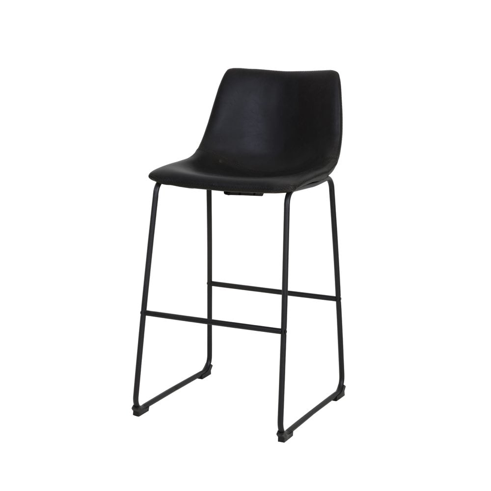 Jeddo Black Textile Tall Bar Stool - 56x46x98cm