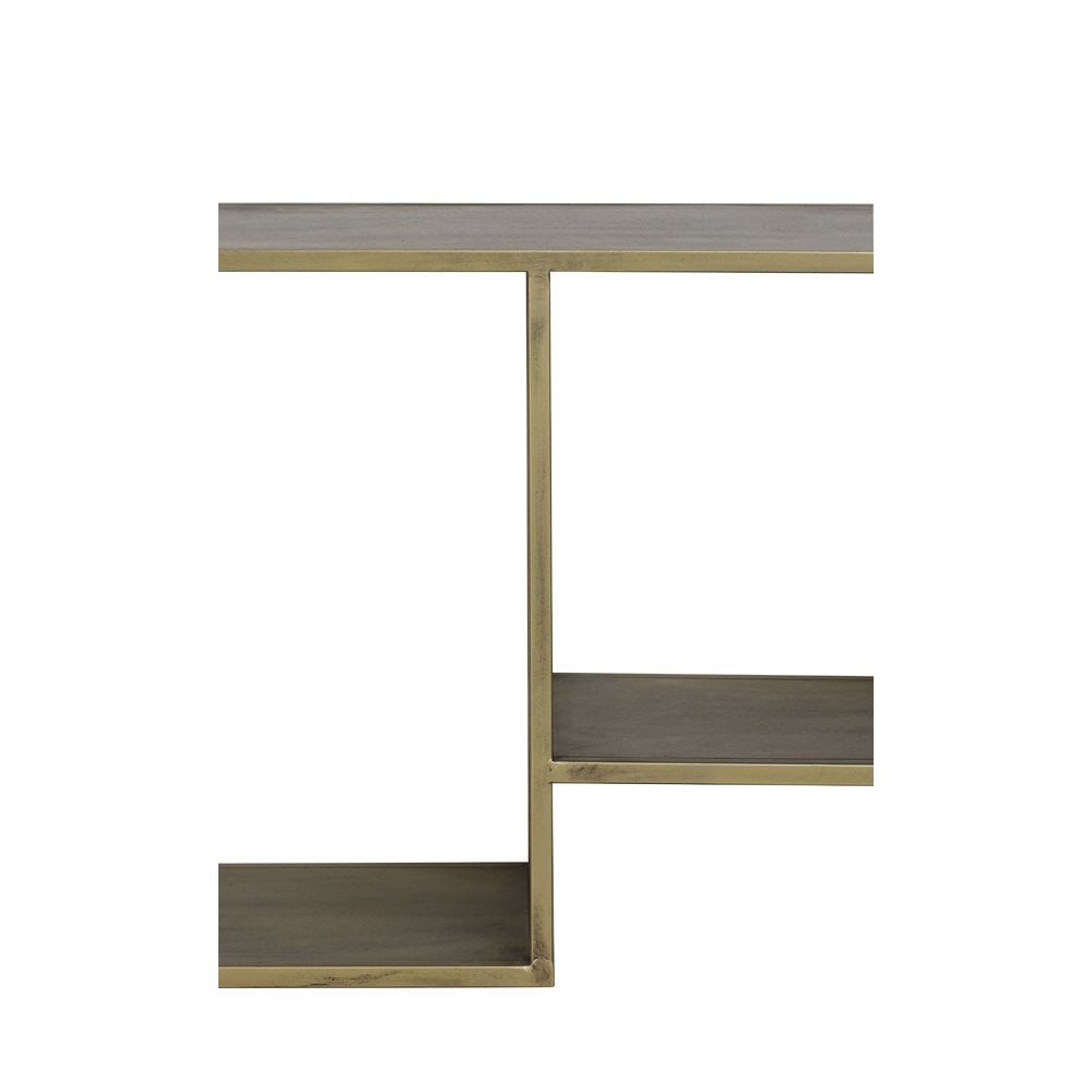 Yvana Antique Gold Rectangular Metal Console Table 141x37x81cm