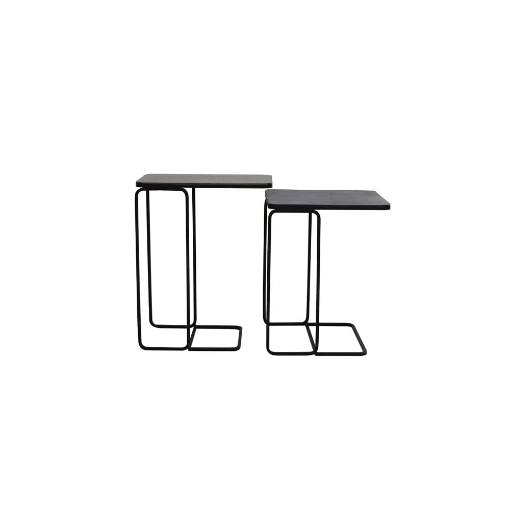 Set of 2 Rectangular Metal Side Tables in Antique Copper and Bronze Finish