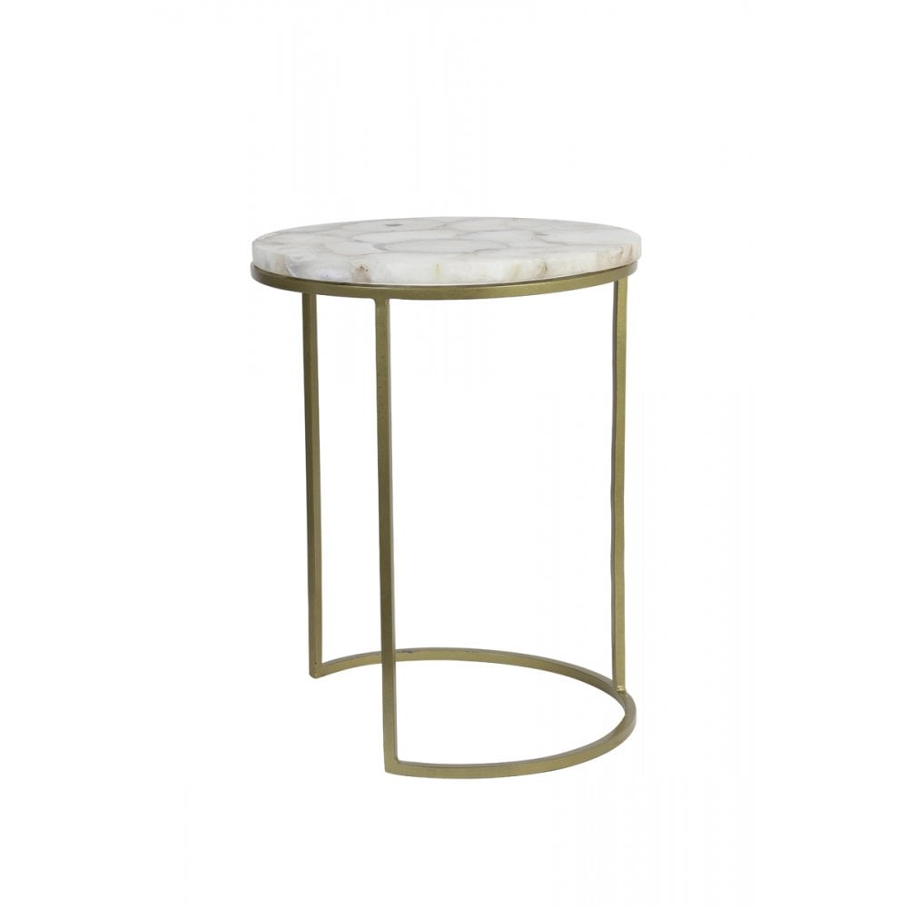 Antique Bronze Agate Nesting Side Tables Set