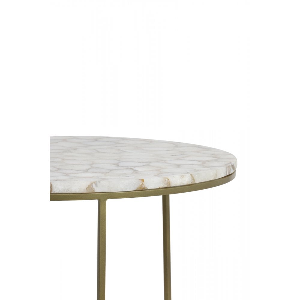 Antique Bronze Agate Nesting Side Tables Set