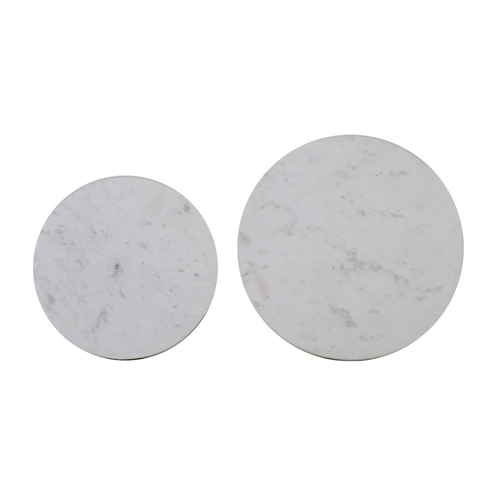 Elegant Round Coffee Table Set with Perlato Marble Tops and Antique Brass Base