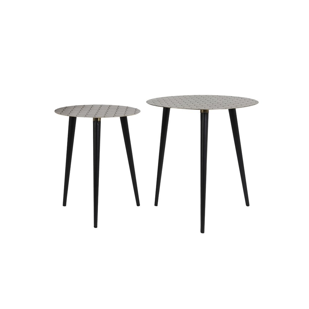 Antique Bronze Round Side Table Set - Waku Collection (35cm & 45cm)