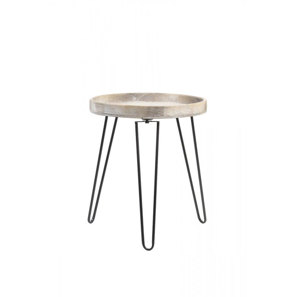 Light Brown Kenzie Wooden Round Side Table, 45x53cm