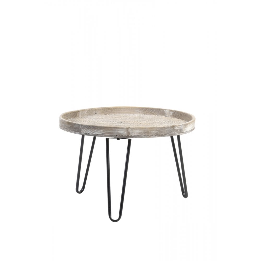 Rustic Round Kenzie Light Brown Wooden Side Table 60x35cm