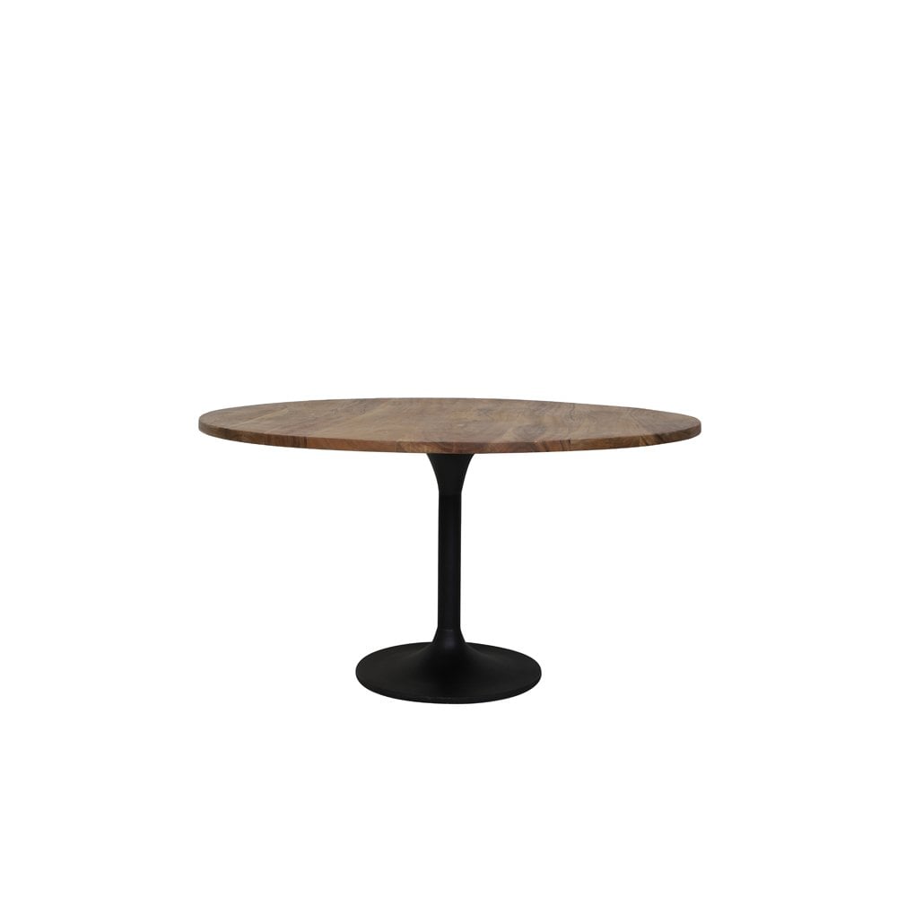 Round Acacia Dining Table with Black Base 140cm