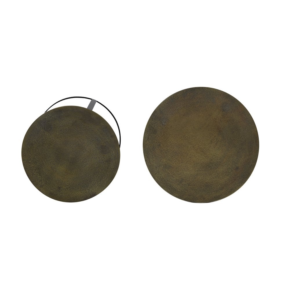 Trelo Round Metal Side Tables Set in Antique Bronze and Black